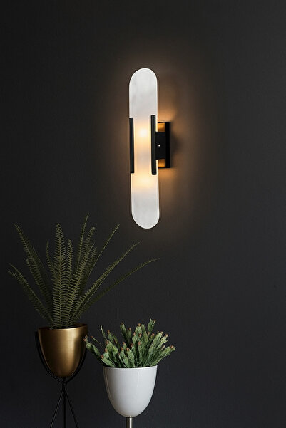 akyzlighting Metal ve Mermer Detaylı Modern Duvar Apliği