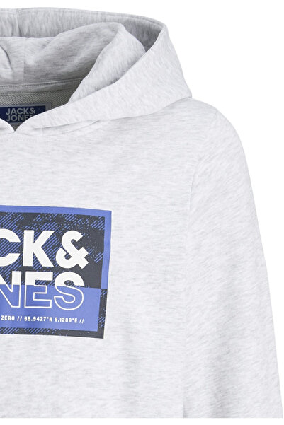 Jack & Jones Κουκούλα Hanorac JACK & JONES Logan Print JNR - 12254120-Λευκό Μελάντζ