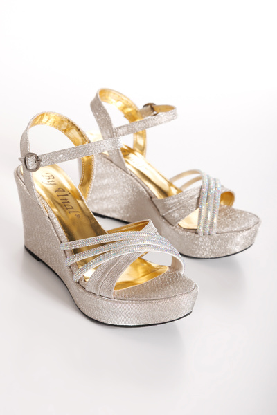 DYG STORE Stylish Women's Wedges with Gold Stone