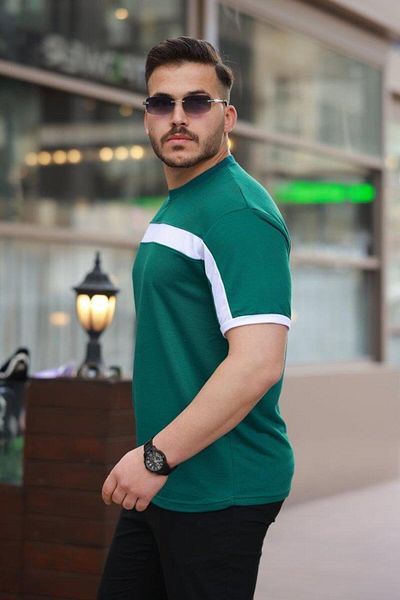 Aymood Men's Stripe Detailed Short Sleeve T-Shirt