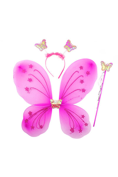 Neiçin Σετ κορώνας με φτερά πεταλούδας φούξια 50x37 εκ. με ραβδί για εκδηλώσε...