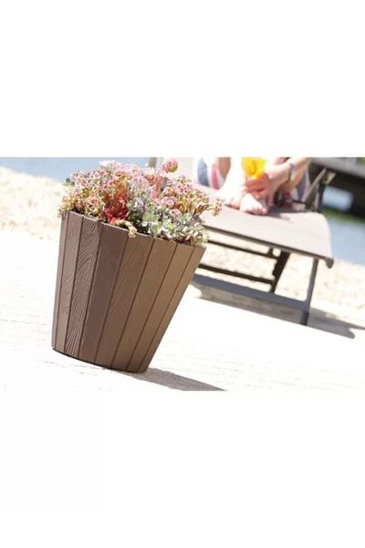 Prosperplast Decorative flower pot, round, brown, 11/21 L, 34.8 x 32.5 cm, Woode