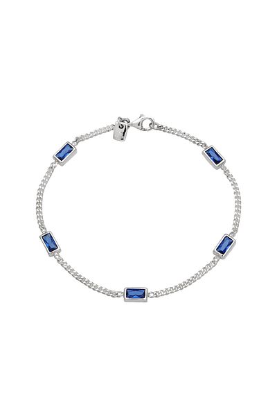 KUZZOI Náramek s kameny Pánský obdélníkový Armouredchain Syntetický safír Modrý 925 Sterling Silver