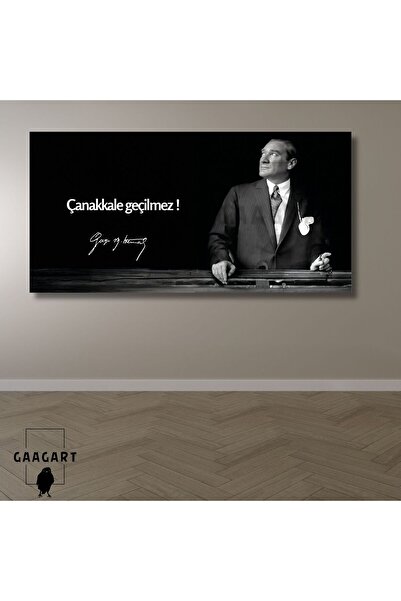GAAGART Panoramik Kanvas Makam Panosu Atatürk Sözleri Çanakkale Geçilmez!
