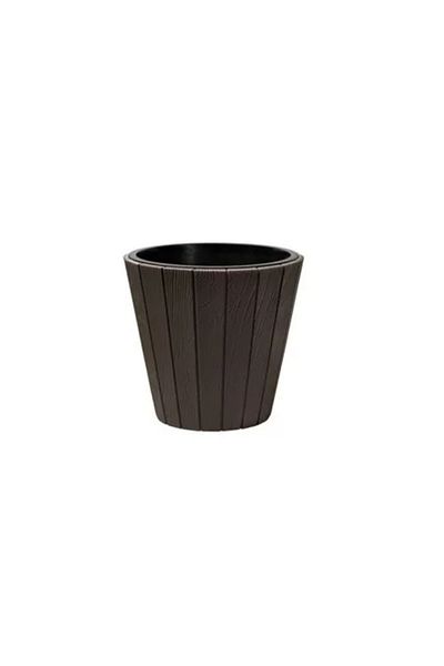 Prosperplast Decorative flower pot, round, brown, 11/21 L, 34.8 x 32.5 cm, Woode
