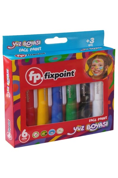 FixPoint Yüz Boyası 6 Renk 1 Paket Face Paint Çevirmeli Yüz Boyası Canlı Renkler Sağlığa Zararsız