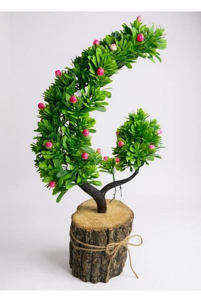Nettenevime Τεχνητό λουλούδι Ροζ Floral Μπονσάι Δέντρο Διακοσμητικό Ξύλο σε γλάστρα Τεχνητό Δέντρο Μπονζάι Μισοφέγγαρο Μοντέλο