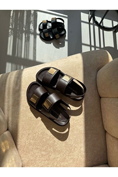 SOFT Sandale de damă Melodi Gold, cu cataramă, cu velcro, elegante, confortab...