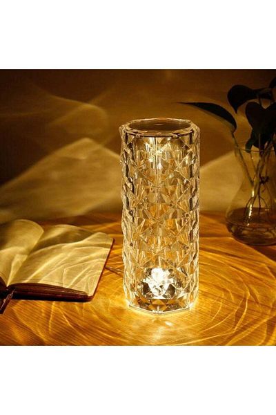 Generic مصباح طاولة SHOPI Crystal Diamond 3D Rose مع جهاز تحكم عن بعد وجهاز تحكم باللمس لمصباح مكتب لغرفة النوم والمعيشة