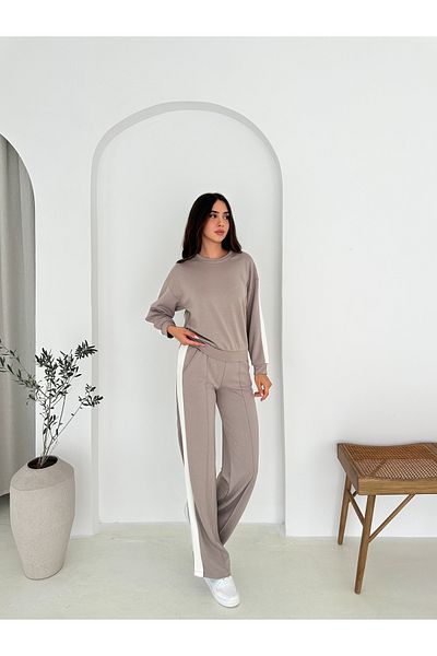 fiolin Modal Fabric Side Stripe Tracksuit Set