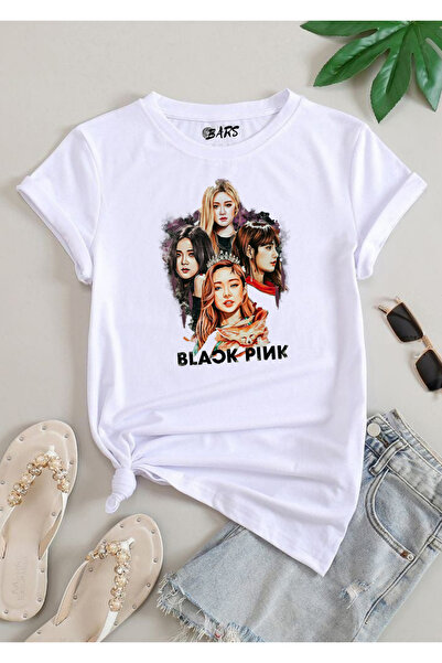 barsdepo Μπλουζάκι με στάμπα Black Pink, Oversize Unisex Λευκό T-shirt