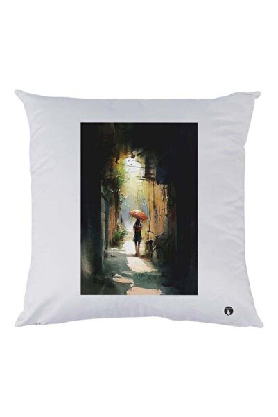 Generic Girl Printed Decorative Throw Pillow White/Black/Beige 30x30cm