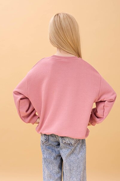 Perendi Κοριτσίστικο Καμηλοπάρδαλη Κεντημένο Εποχιακό Φούτερ Oversize – Dusty Rose