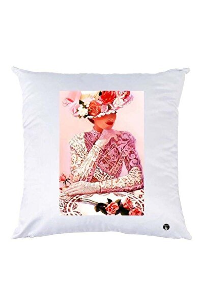 Generic Girl Printed Throw Pillow White/Pink/Red 30x30cm