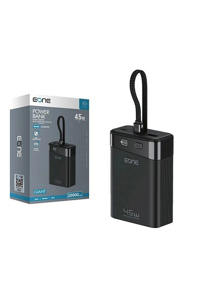 EONE Power Bank from the brand "E one" with a capacity of 20000 mAh and a power of 45W.