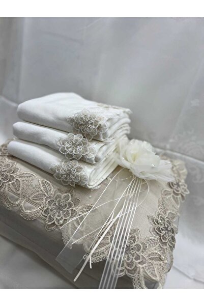 HMZ Special Design Dowery Set. Linen Zippered Bag + Towel + Bagflower