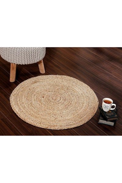 genric FFD Hand Woven Farmhouse Jute Area Rug Carpet 100x100cm