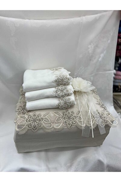 HMZ Special Design Dowery Set. Linen Zippered Bag + Towel + Bagflower