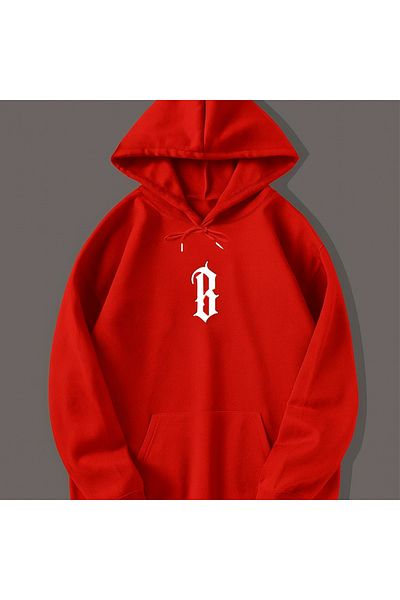 CLASSY.MODA Hooded Letter B Printed Sweatshirt