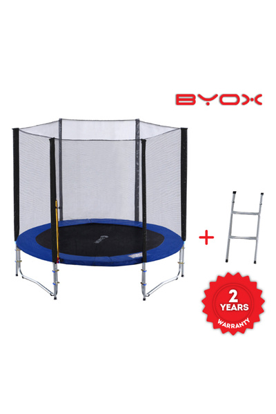 byox Trambulină 244 cm cu plasă de siguranță,scară și husă – pt copii și adulți, capacitate 100 kg