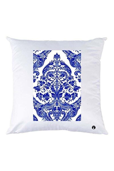Generic Decorative Printed Throw Pillow White/Blue 30x30cm
