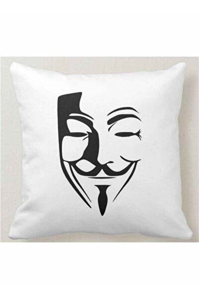 Generic Anonymous Mask Printed Decorative Pillow White 40x40cm