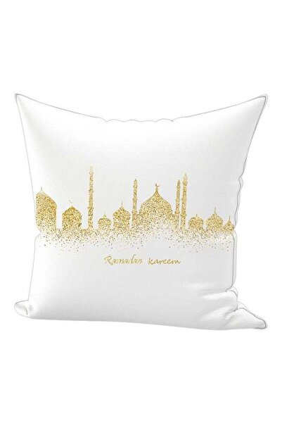 Generic Ramadan Kareem Printed Throw Pillow White/Gold 50x70cm