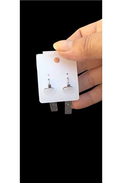 aytenli Rectangular Top Side Ring Bottom Side Stone Figured Steel Earrings with Snap Closure