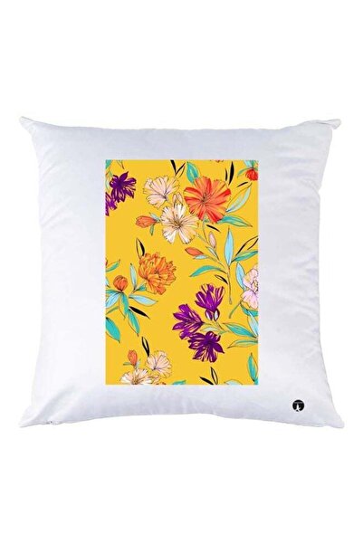 Generic Floral Printed Throw Pillow White/Yellow/Blue 30x30cm