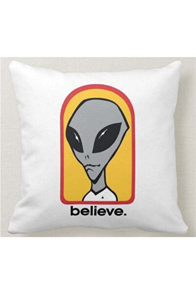 Generic Alien Believe Printed Decorative Pillow White 40x40cm