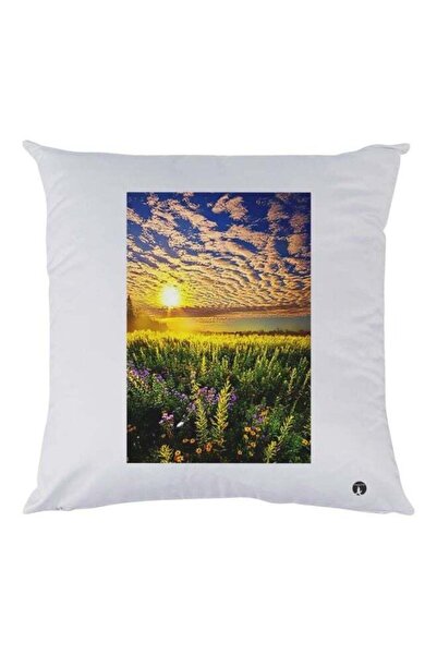 Generic Nature Printed Decorative Throw Pillow White/Yellow/Green 30x30cm