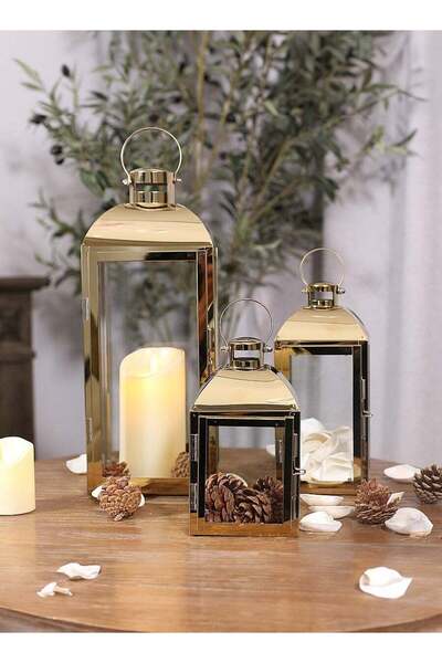 Generic European stainless steel golden glass candle holder windproof cover,decorative ornament Ramadan win