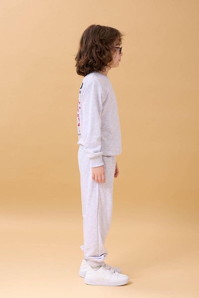 Perendi Boy's Seasonal Double Suit with Embroidery Print Detail - Ecru