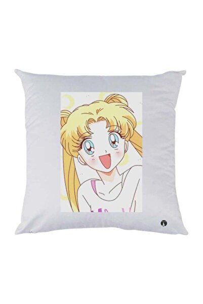Generic Anime Girl Printed Decorative Throw Pillow White/Beige/Pink 30x30cm