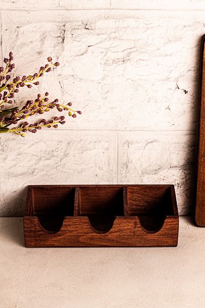 Snippy Elvo - Wooden 3 Compartment Tea Storage Box Accessory Jewelry Organizer Organizer Herb Storage Box
