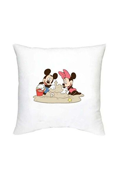 Generic Mickey And Minnie Mouse Printed Decorative Cushion White/Brown/Black ...