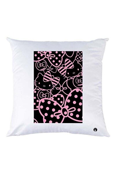 Generic Cat Printed Throw Pillow White/Pink/Black 30x30cm