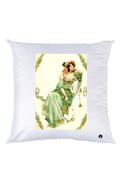 Generic Girl Printed Throw Pillow White/Beige/Green 30x30cm