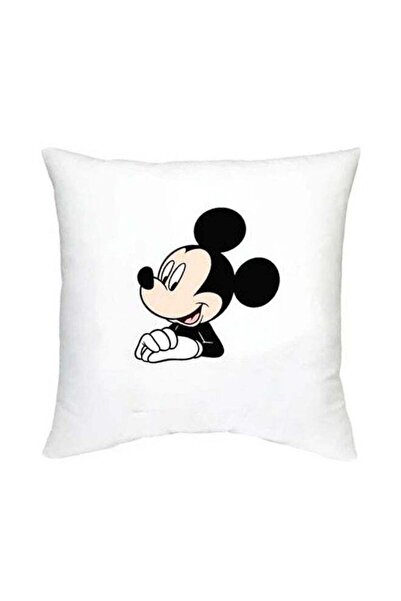 Generic Mickey Mouse Printed Decorative Cushion White/Black/Beige 16x16inch
