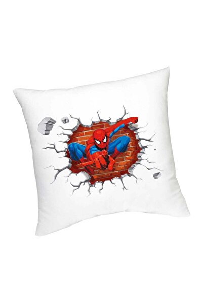 Generic 3D Spiderman Break Through Printed Cushion White/Blue/Red 45cm