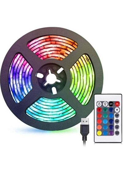 Generic شريط إضاءة LED بطول 5 أمتار USB RGB مقاوم للماء وإضاءة ديكورية مع جهاز تحكم عن بعد لغرفة النوم والمطبخ H
