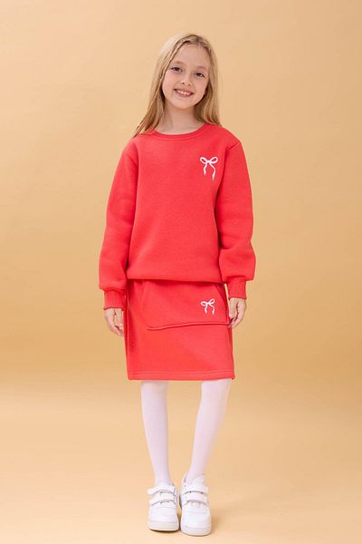 Perendi Girl's Embroidered Hooded Skirt College Suit – Pomegranate Flower