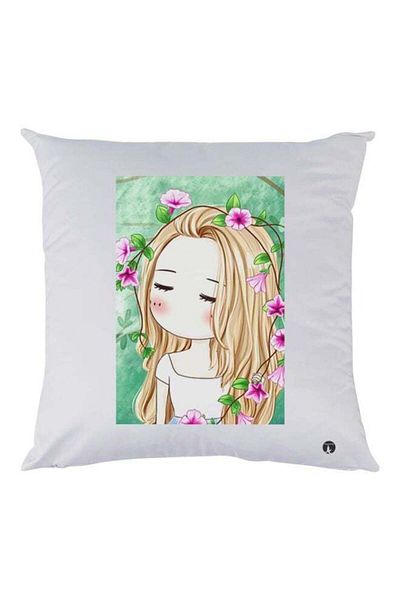 Generic BP Girl Printed Throw Pillow White/Green/Beige 30x30cm