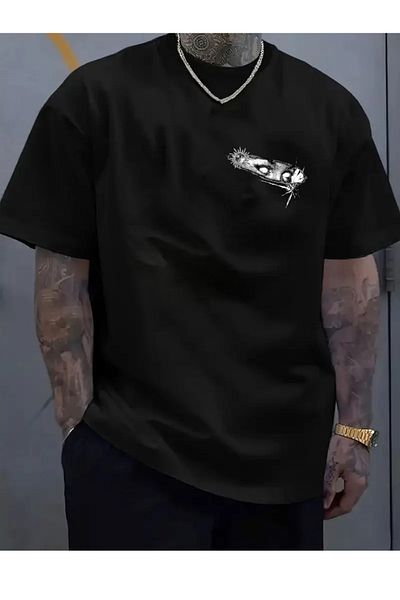 PENTHİLUS Men Short Sleeve Round Neck Geometric Pattern T-Shirt for Summer Outdoor Activities