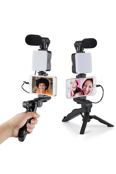 divendi-ro Welora image stabilizer for camera phone, with remote control and microphone, tripod, black