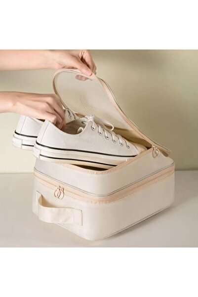 divendi-ro Organizator de pantofi, 2 compartimente, bumbac, 22x15x30cm, negru/verde/bej, Negru, Negru