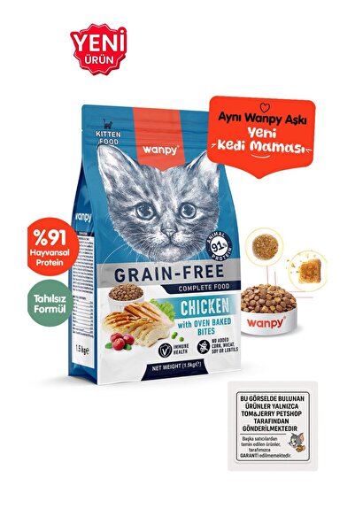 Wanpy TOM&JERRYPETSHOP-Tahılsız Tavuklu Yavru Kedi Maması 1,5 kg