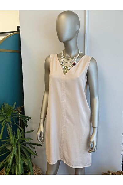 DOLCE QUEEN Women's V-Neck Thick Strap Flowing Dress