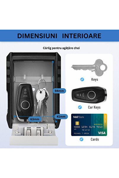 VisionHub Metal box with combination lock for key storage, waterproof, Waterproof external box, resistant