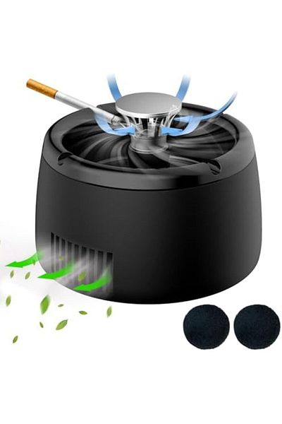 Generic Smokeless Ashtray, Rechargeable Ashtray for Cars, Indoor and Outdoor Use, Black